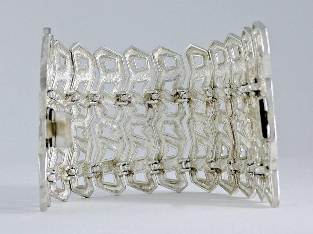 Vintage CLAUDE MONTANA Pour Marie Paris Geometric Articulated Silver Cuff Bracel 6