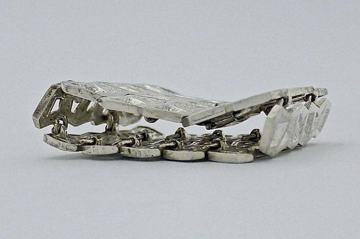 Vintage CLAUDE MONTANA Pour Marie Paris Geometric Articulated Silver Cuff Bracel 1