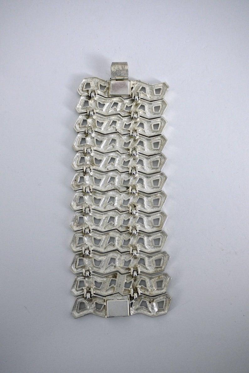 Vintage CLAUDE MONTANA Pour Marie Paris Geometric Articulated Silver Cuff Bracel 5