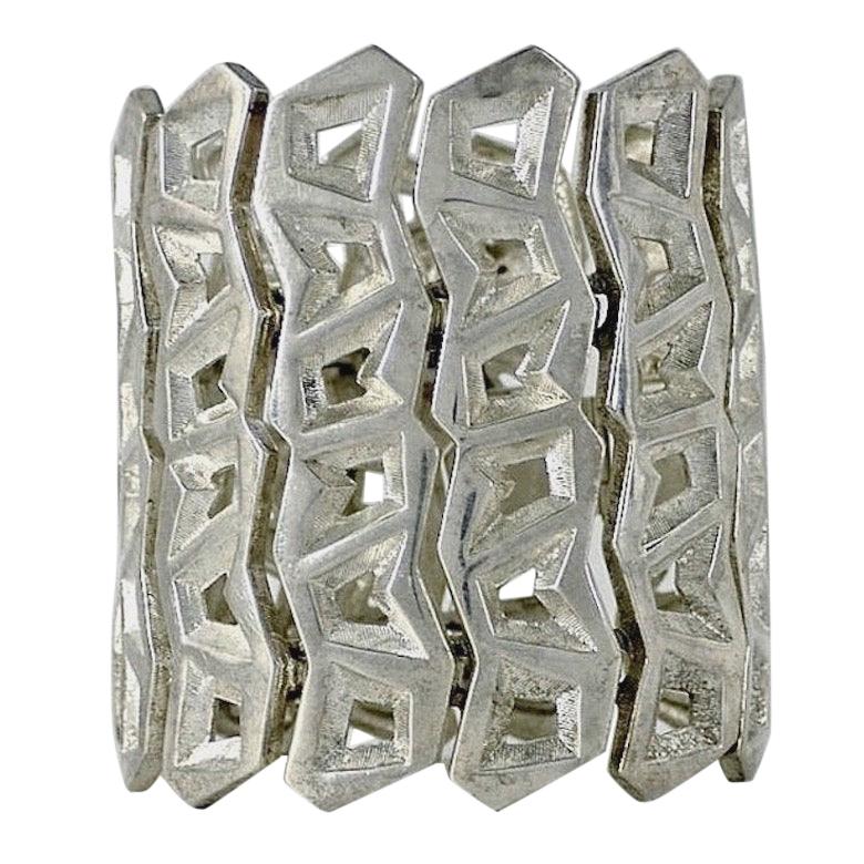 Vintage CLAUDE MONTANA Pour Marie Paris Geometric Articulated Silver Cuff Bracel