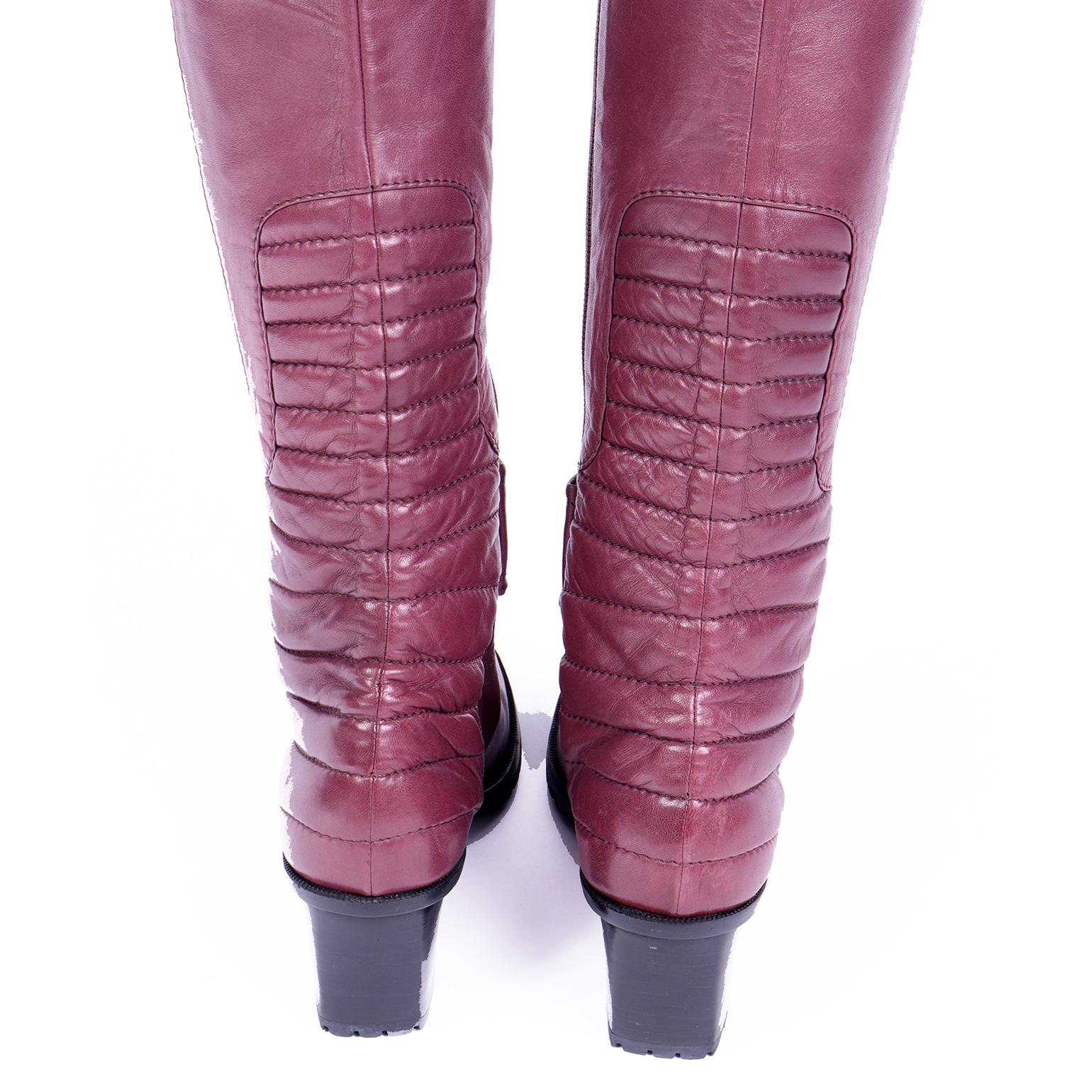 Vintage Claude Montana Thigh High Leather Deep Aubergine Fine Leather Boots 2