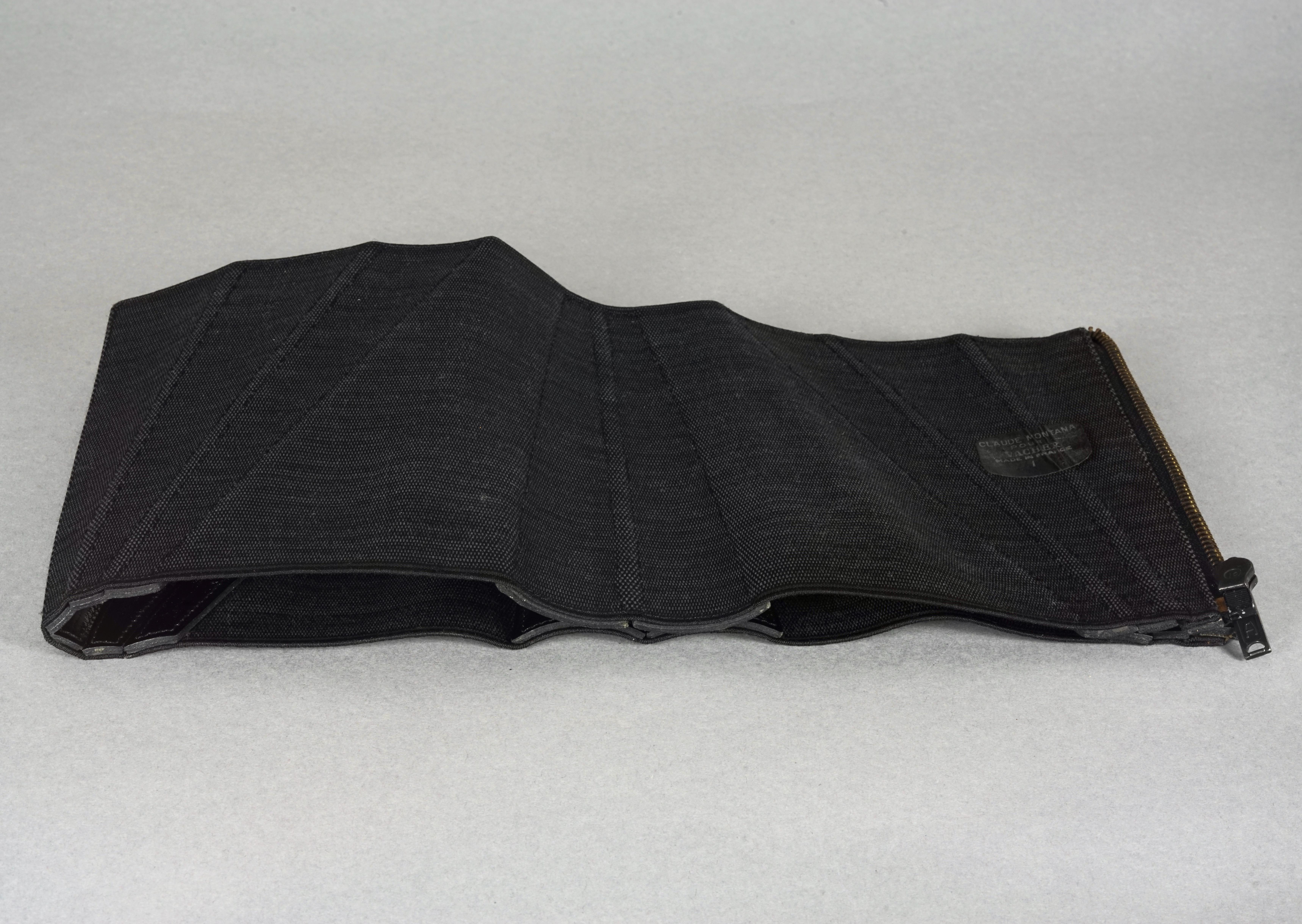 Vintage CLAUDE MONTANA Wide Black Patent Leather Elastic Corset Obi Belt 2