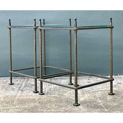 Vintage Claudio Rayes Brass Side Tables - A Pair