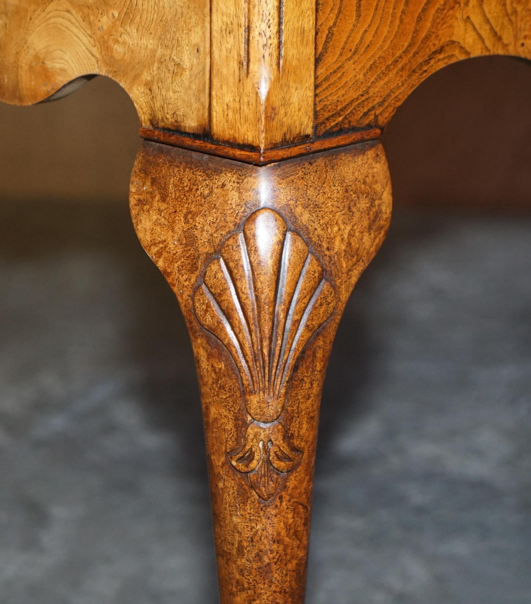 Vintage Claw & Ball Feet Burr Elm Sideboard Console Table Four Large Drawers 3