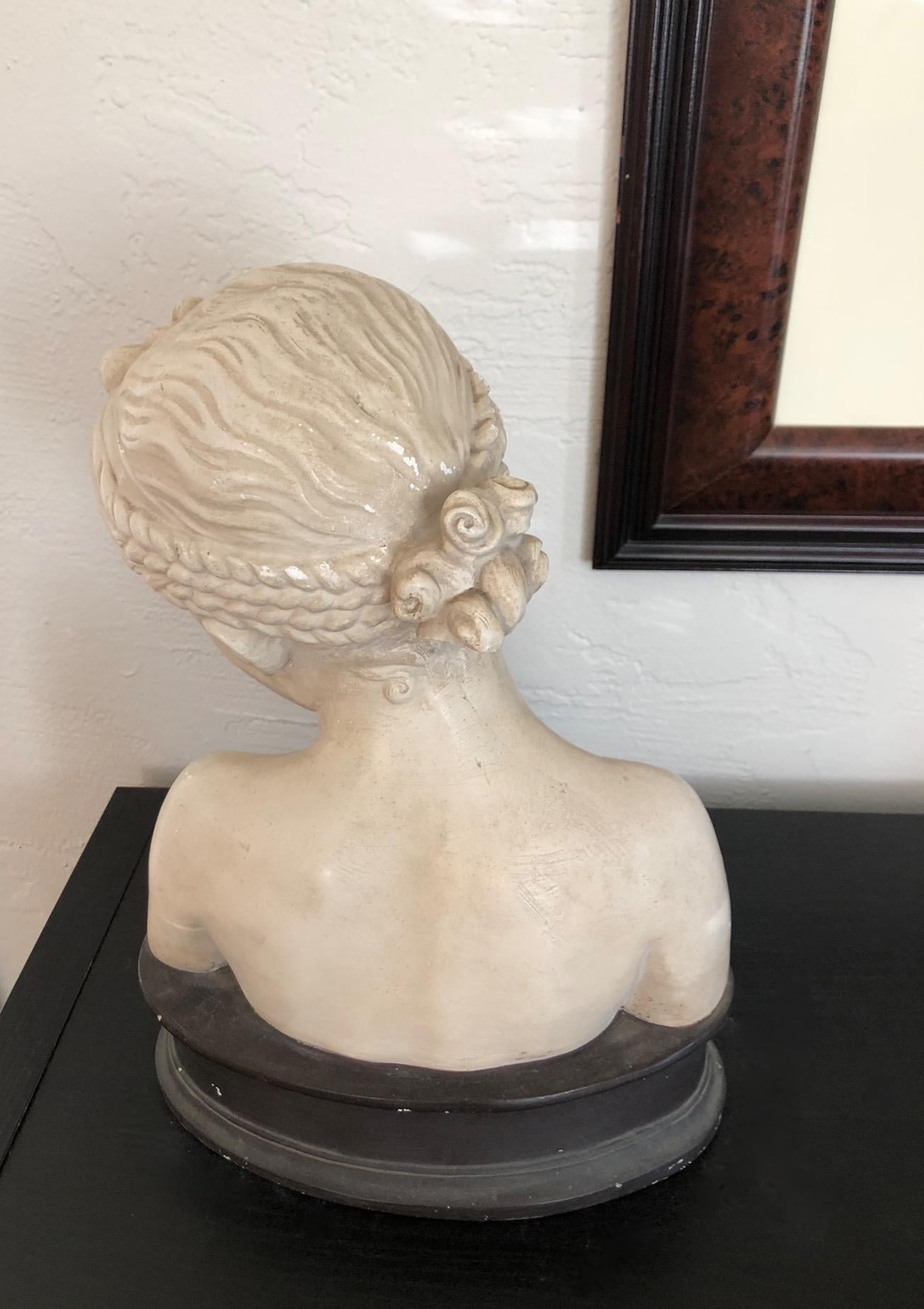 American Vintage Clay Bust of Young Girl For Sale