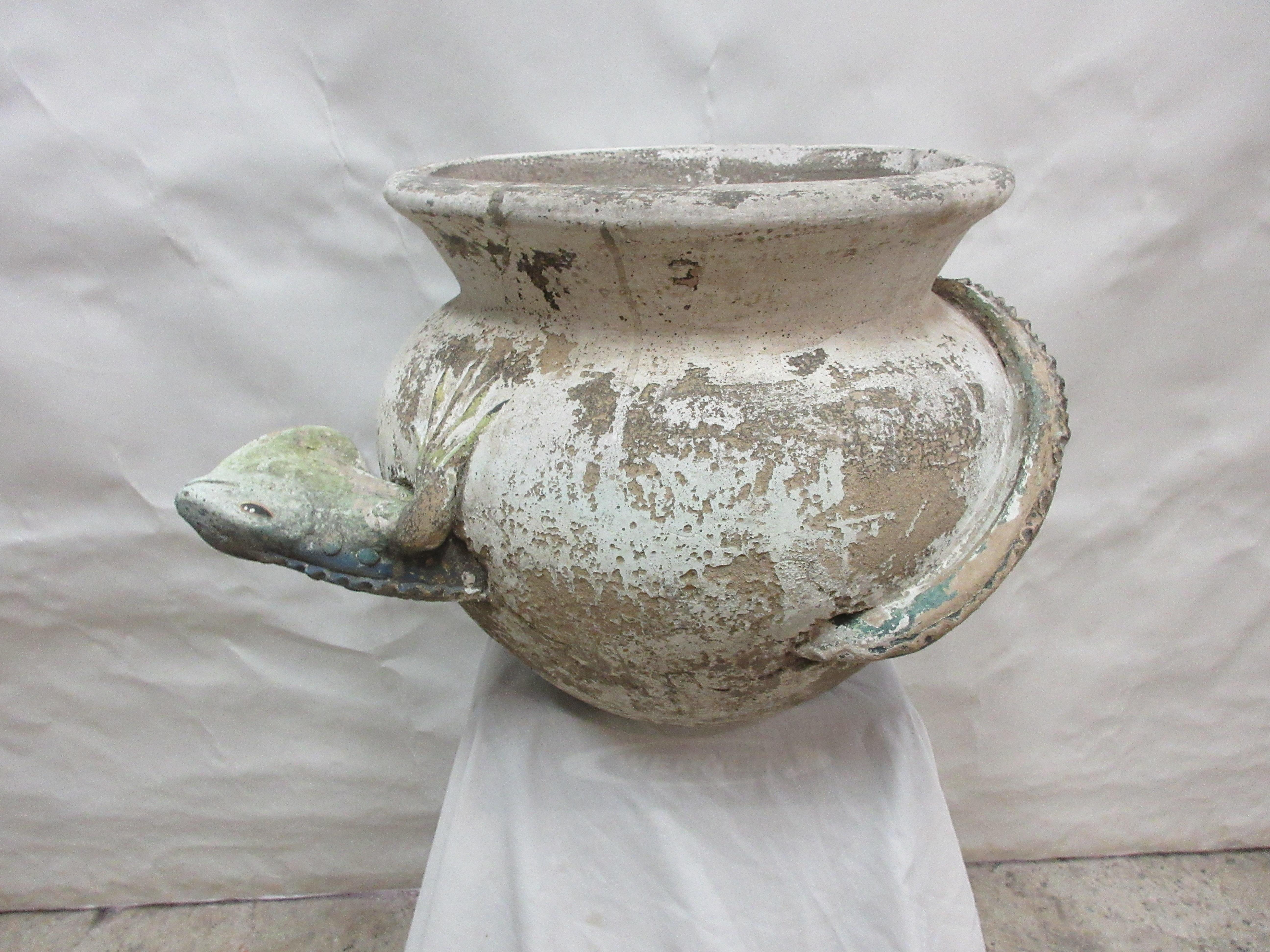 American Craftsman Vintage Clay Iguana Garden Pot