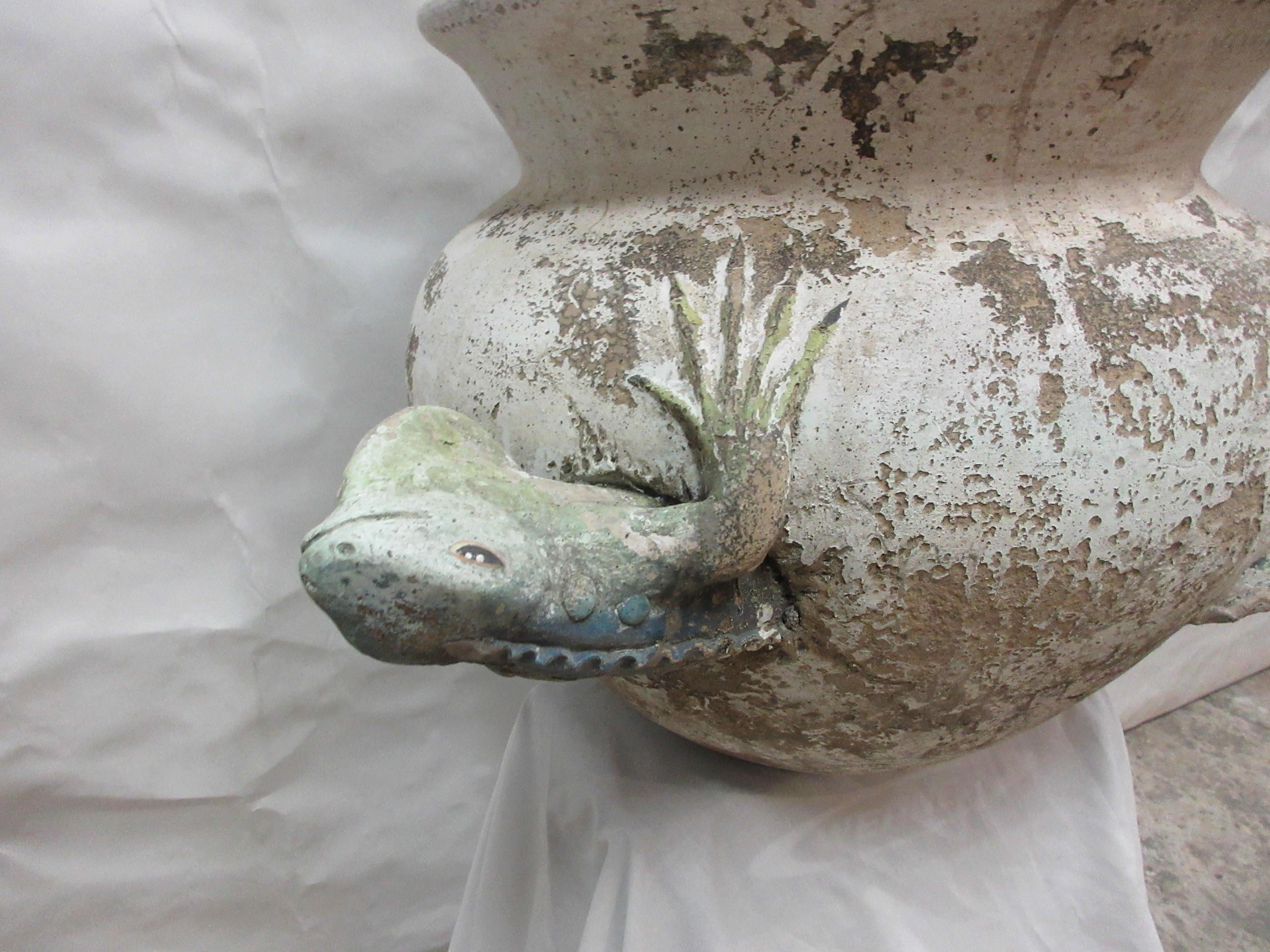 Hand-Crafted Vintage Clay Iguana Garden Pot