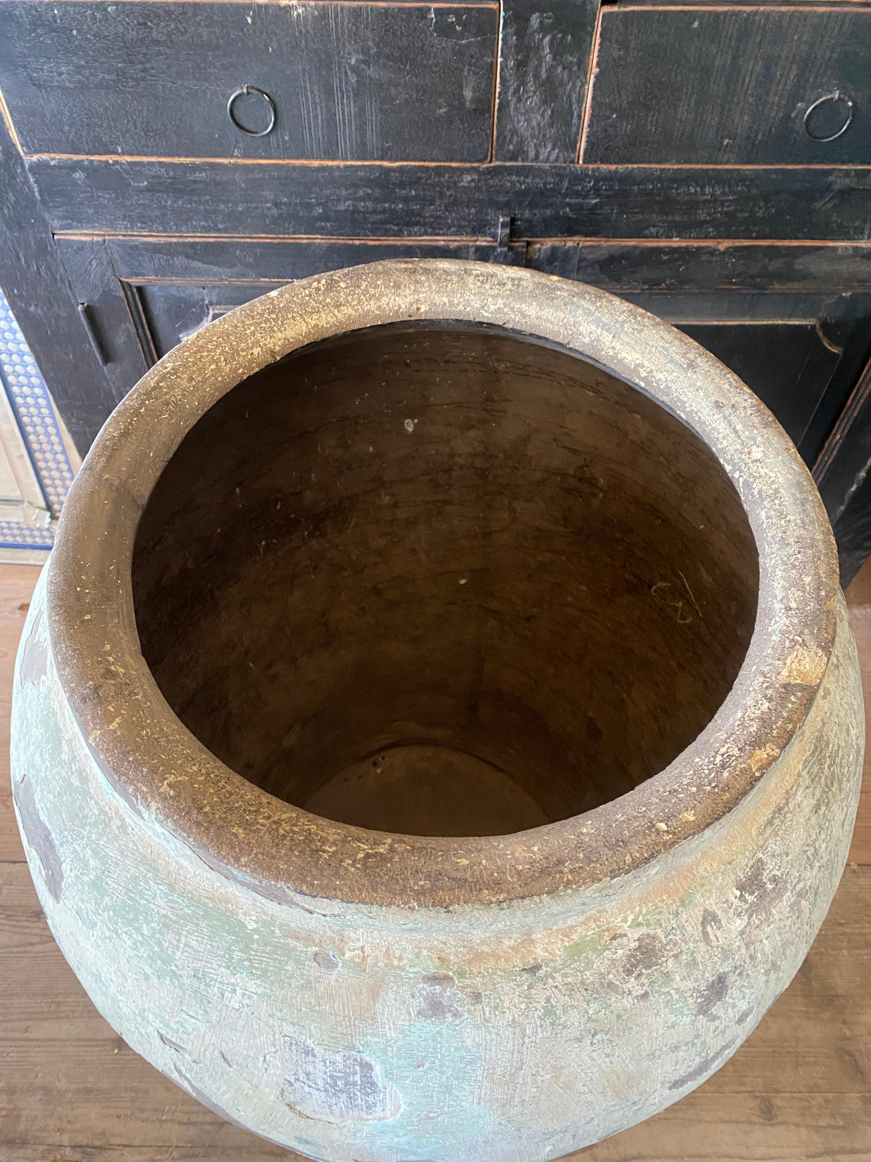 Indian Vintage clay pot with original patina  For Sale