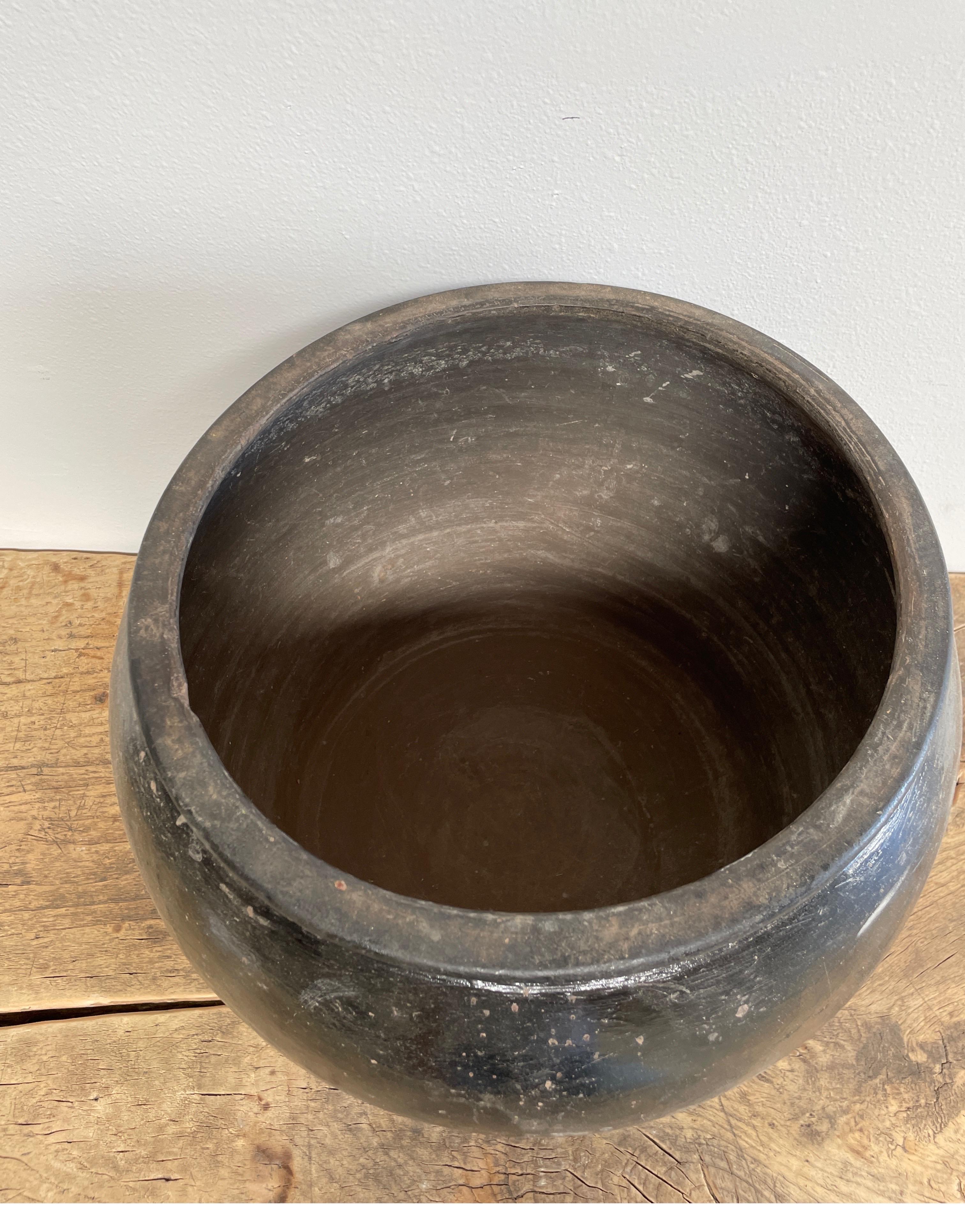 Vintage Clay Pottery Oil Pot In Good Condition In Brea, CA