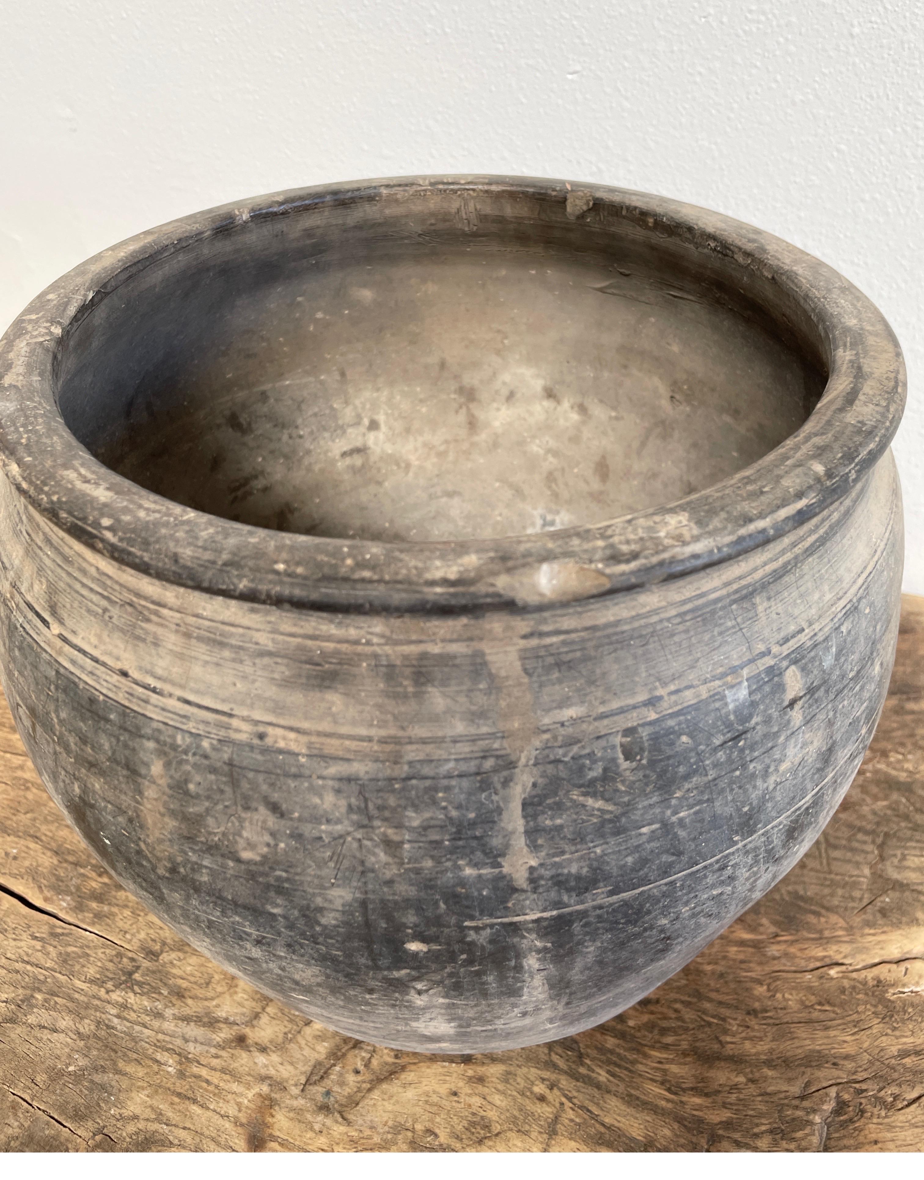 19th Century Vintage Clay Pottery Oil Pot