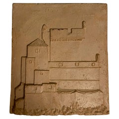 Antique Clay Tile with Carved Castle