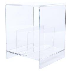Retro Clear Acrylic Side Table with Record, Magazine, or File Storage