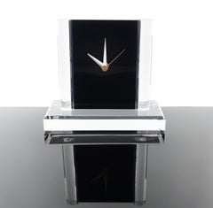 Vintage Clear and Black Lucite Clock