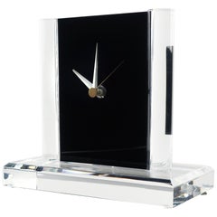 Vintage Clear and Black Lucite Clock