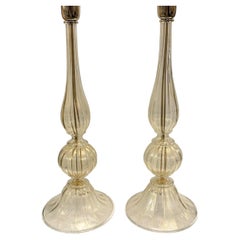 Vintage Clear and Gold Murano Lamps