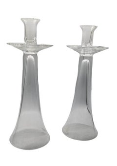 Vintage Clear Crystal Candlestick Holders