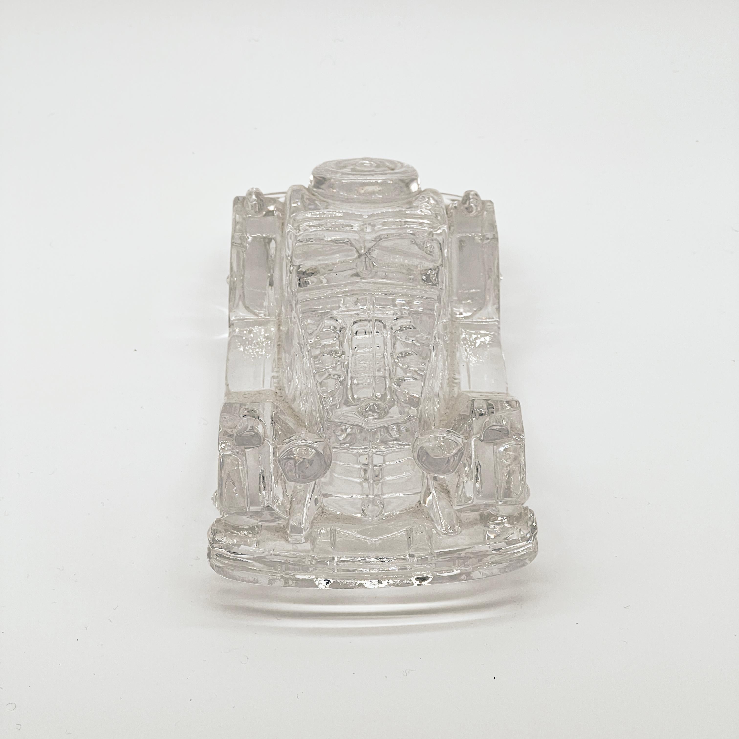 Late 20th Century Vintage Clear Crystal Mg Roadster Decorative Model Car / Paperweight For Sale
