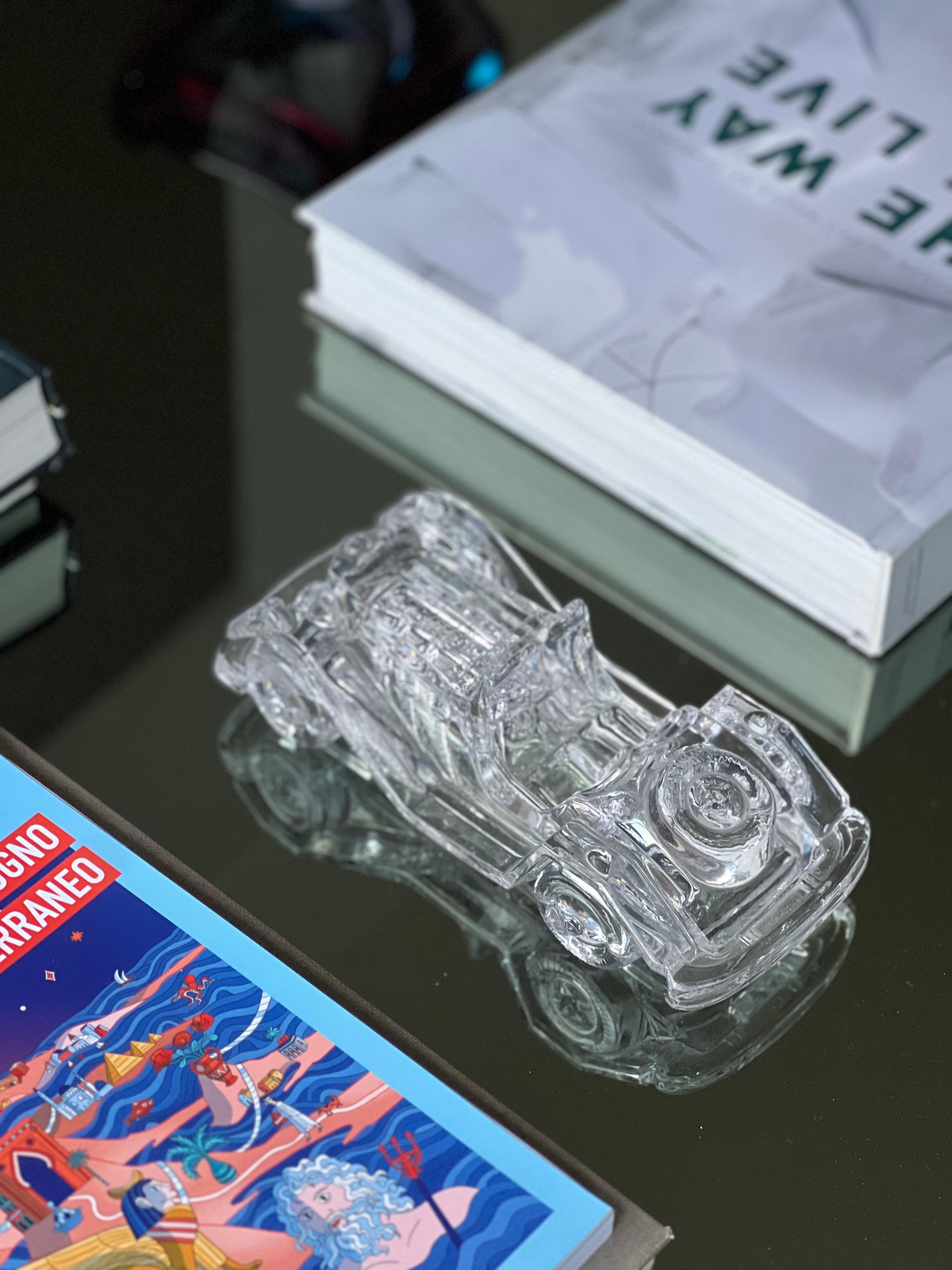 Vintage Clear Crystal Mg Roadster Dekoratives Modell Auto/Briefbeschwerer aus klarem Kristall, Vintage im Angebot 2