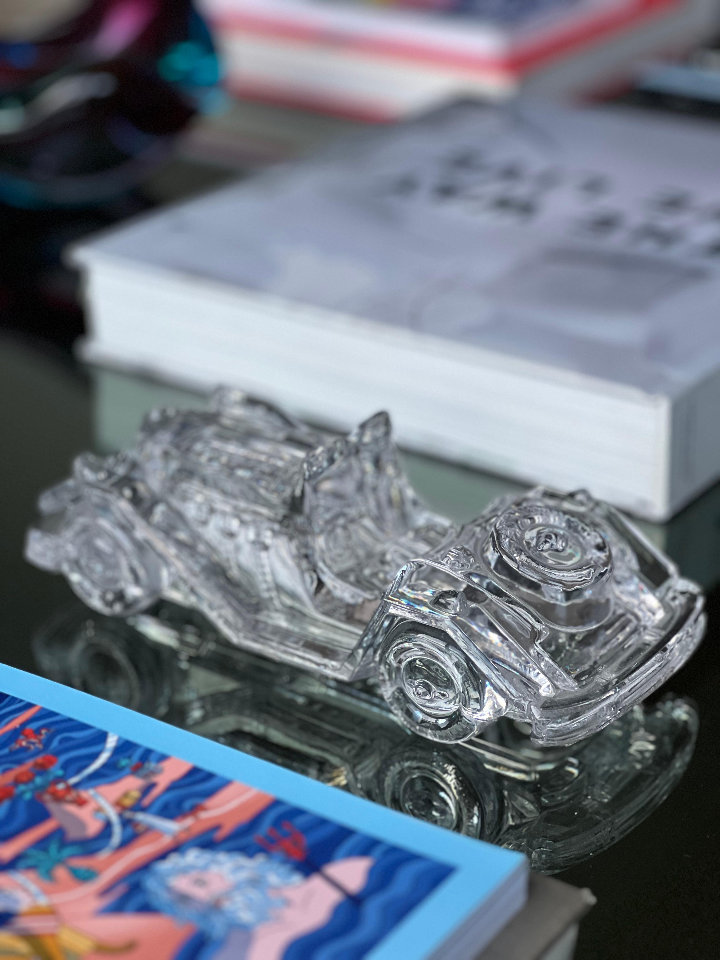 Vintage Clear Crystal Mg Roadster Dekoratives Modell Auto/Briefbeschwerer aus klarem Kristall, Vintage im Angebot 3