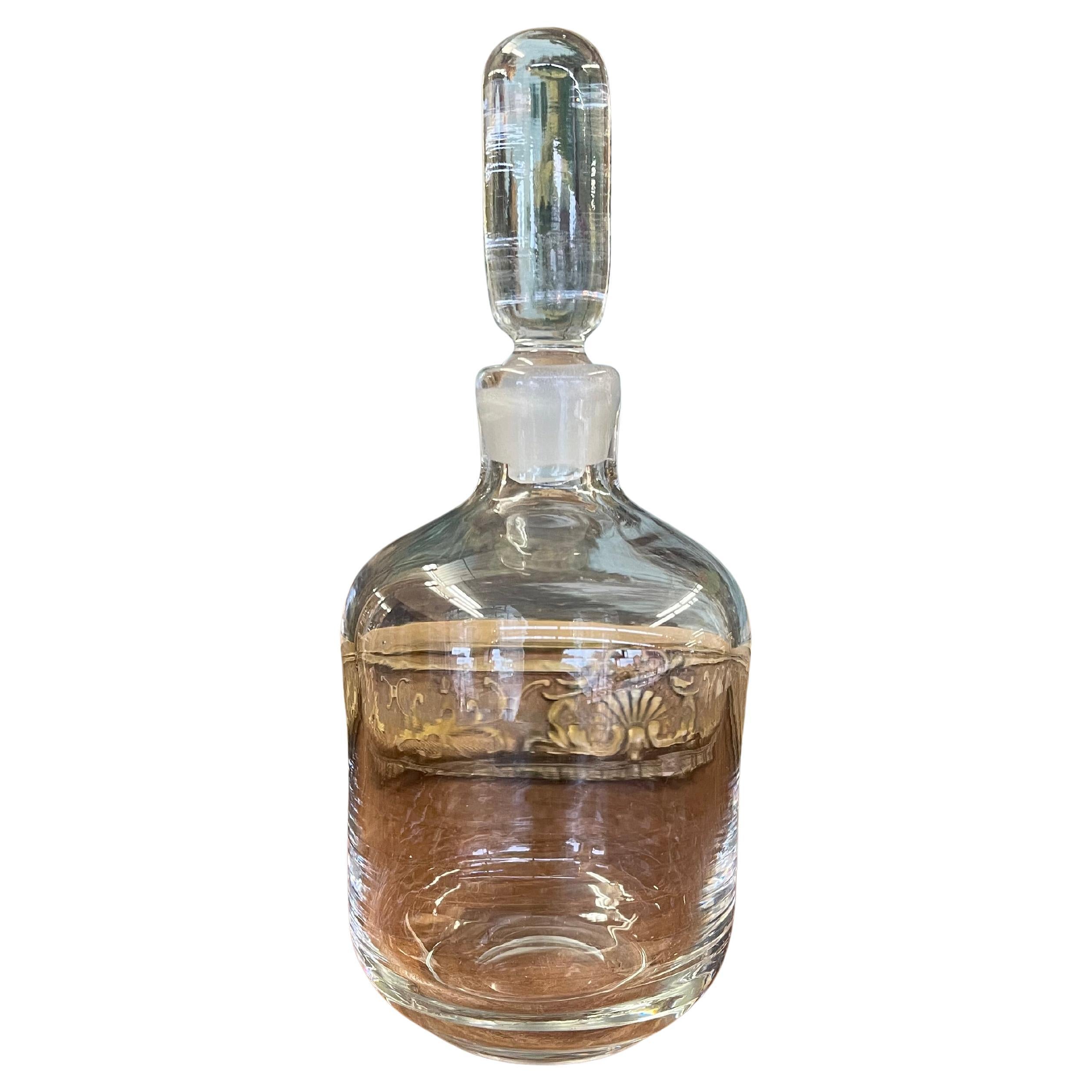 Bottiglia da speziale in vetro trasparente vintage con tappo smerigliato