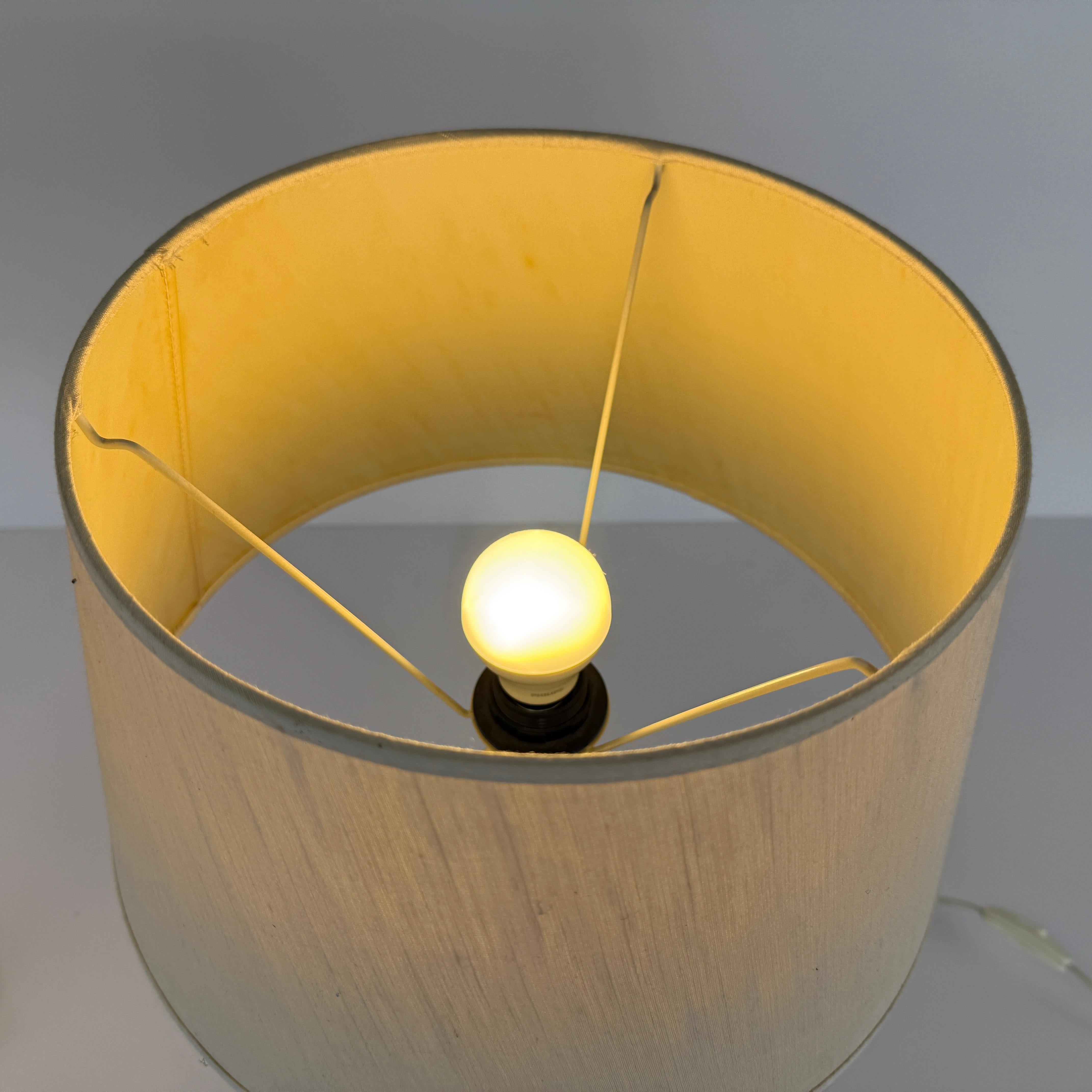 English Vintage Clear Glass Column Table Lamps – A Pair For Sale