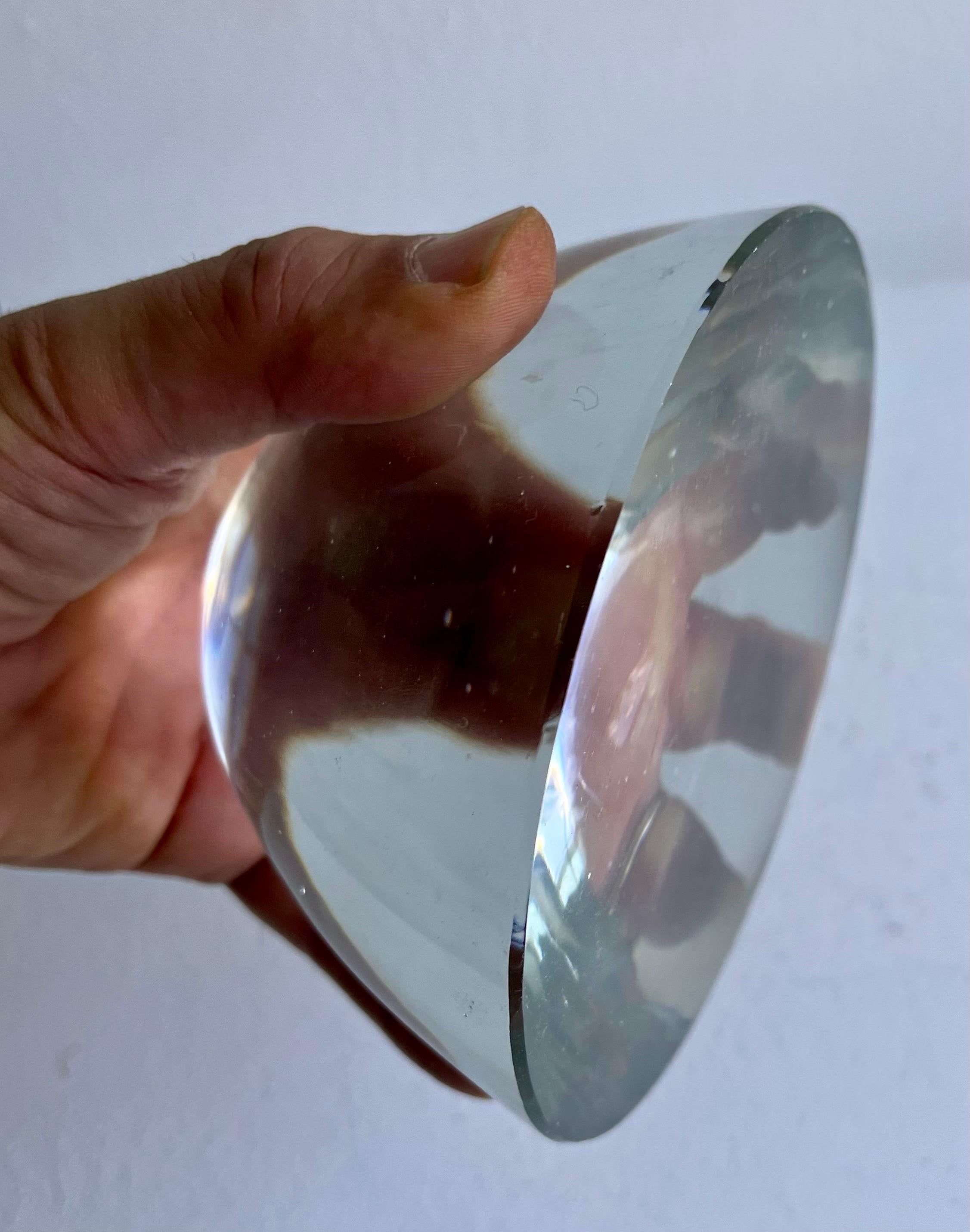 Vintage Clear Glass Magnifying  Dome Paperweight For Sale 5