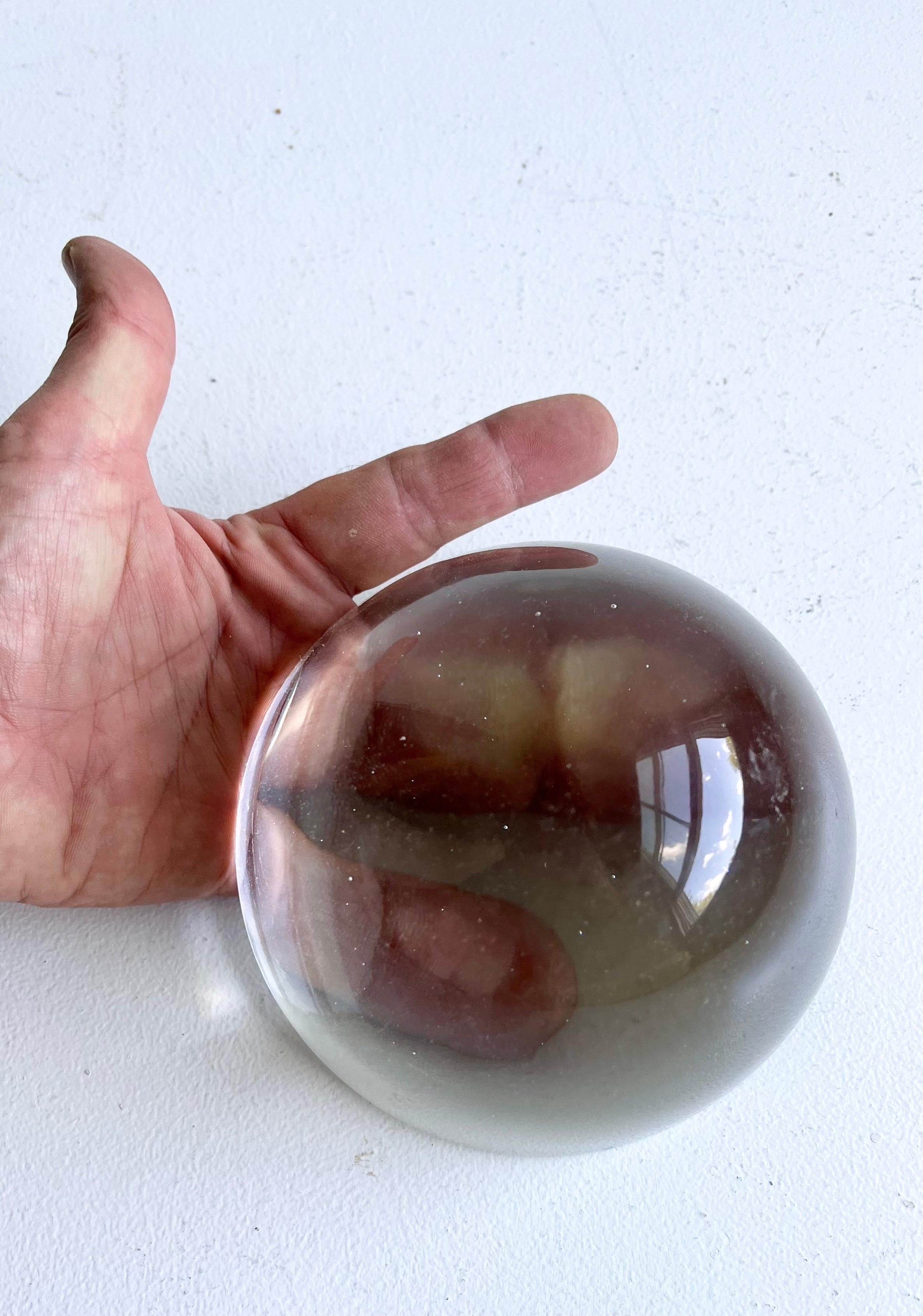 Vintage Clear Glass Magnifying  Dome Paperweight For Sale 6