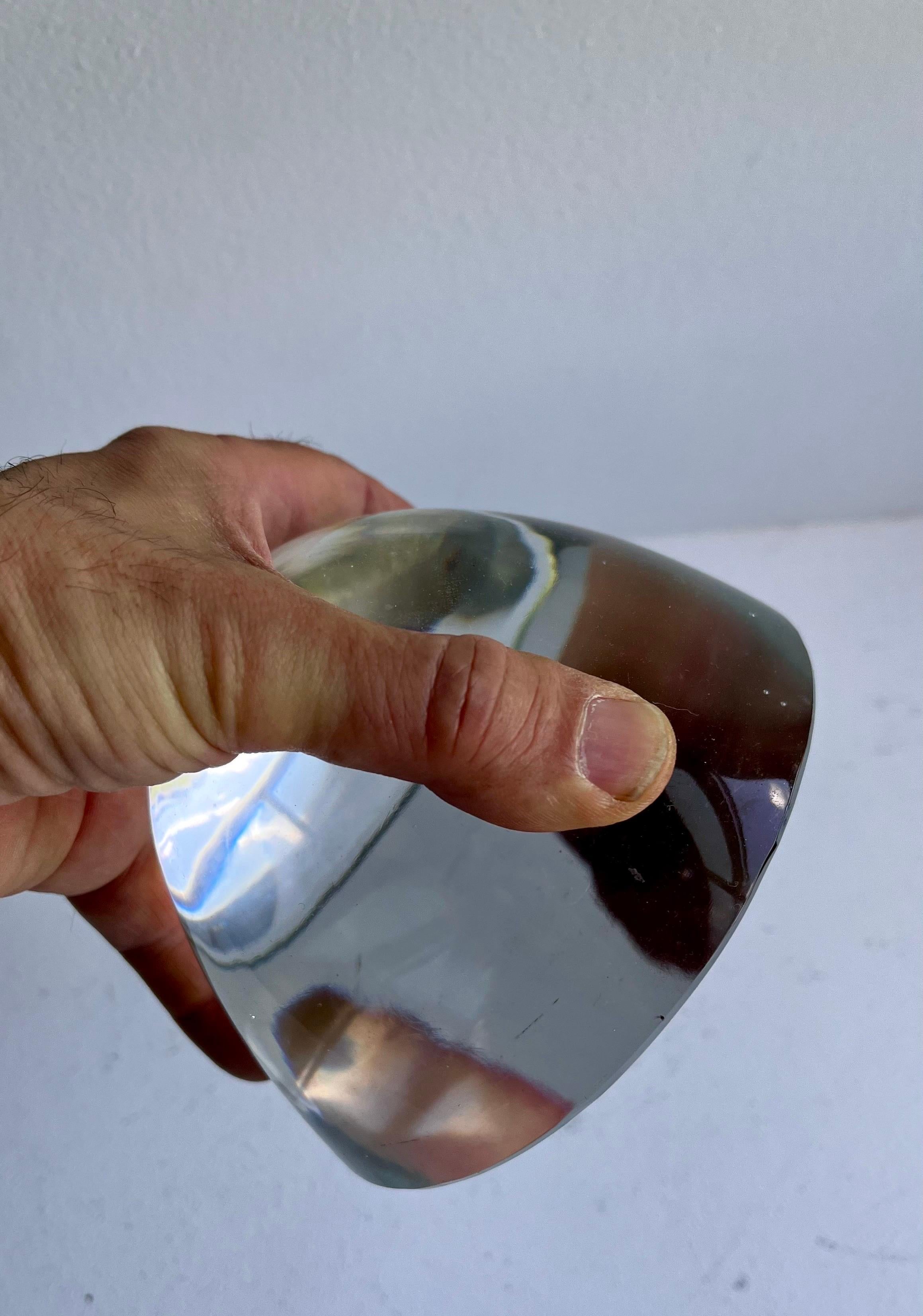 Vintage Clear Glass Magnifying  Dome Paperweight For Sale 2