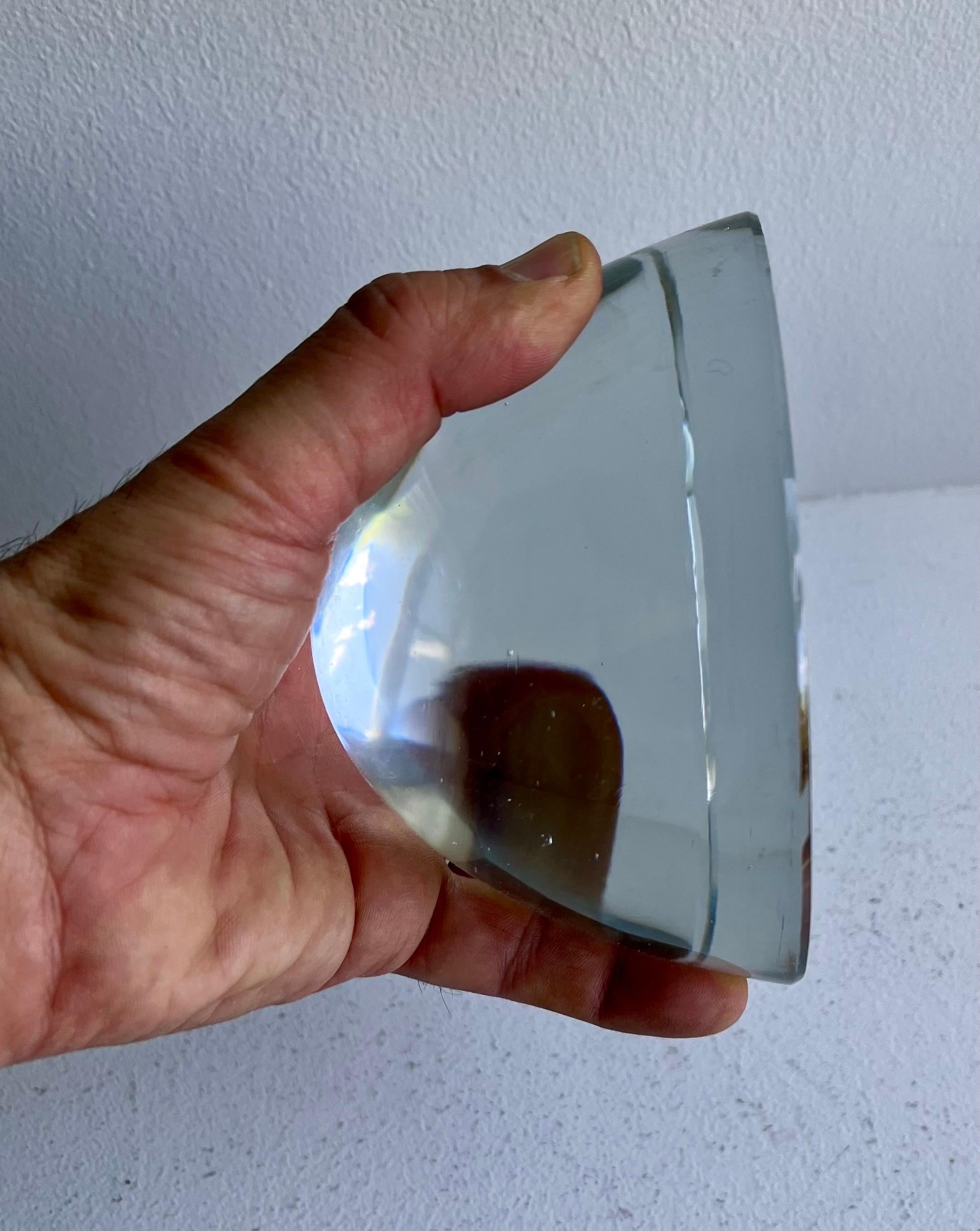 Vintage Clear Glass Magnifying  Dome Paperweight For Sale 3