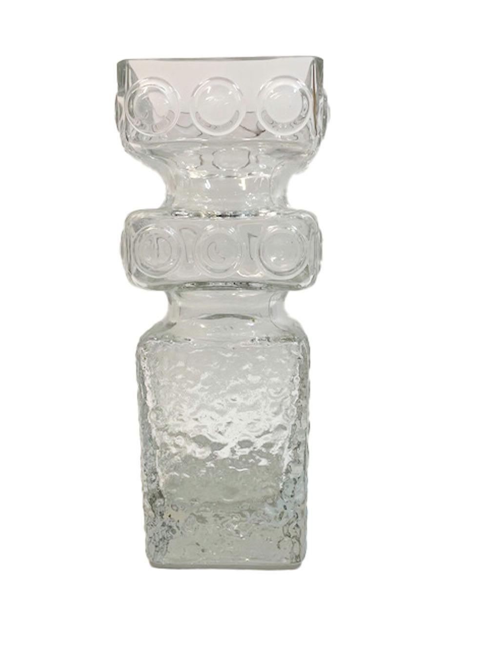 Scandinavian Modern Vintage Clear Glass Riihimaki Vase, Tamara Aladin For Sale
