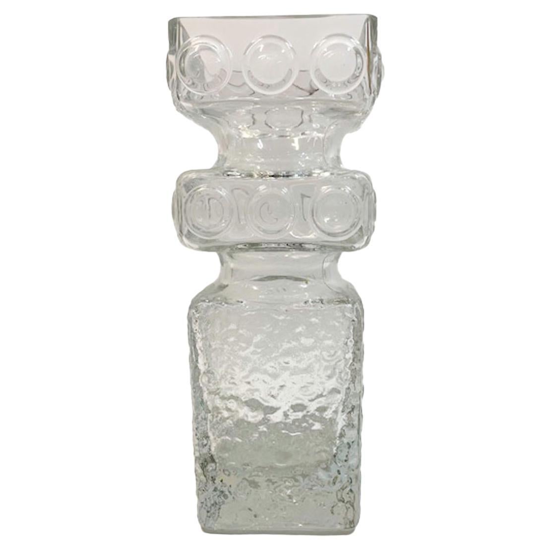 Vintage Clear Glass Riihimaki Vase, Tamara Aladin For Sale
