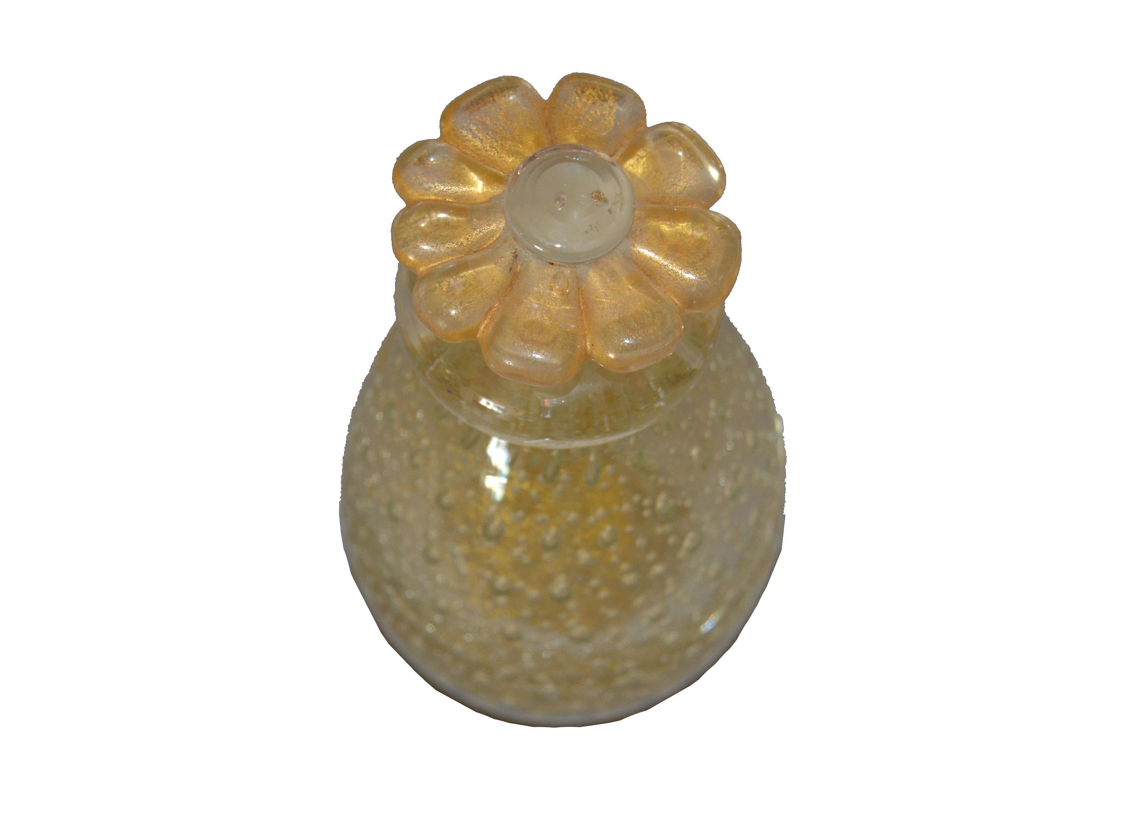 Vintage Clear und Gold Dust Controlled Bubbles Murano Kunstglas Parfümflasche im Zustand „Gut“ in Miami, FL