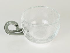 Vintage clear & grey glass 1970s punch set