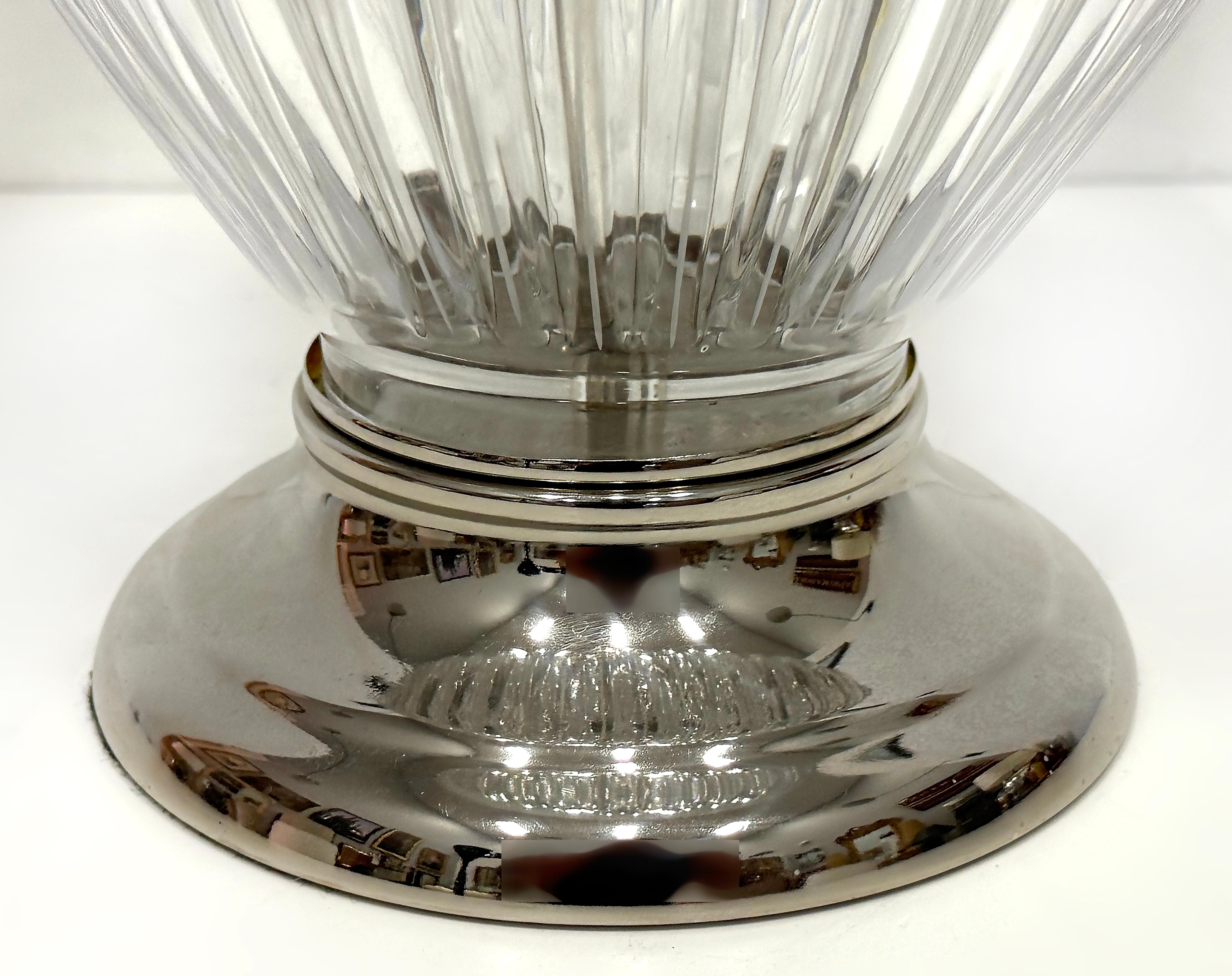 Vintage Transparente Soplado a Mano Acanalado  Lámparas de mesa de cristal de Murano, Pareja en venta 1
