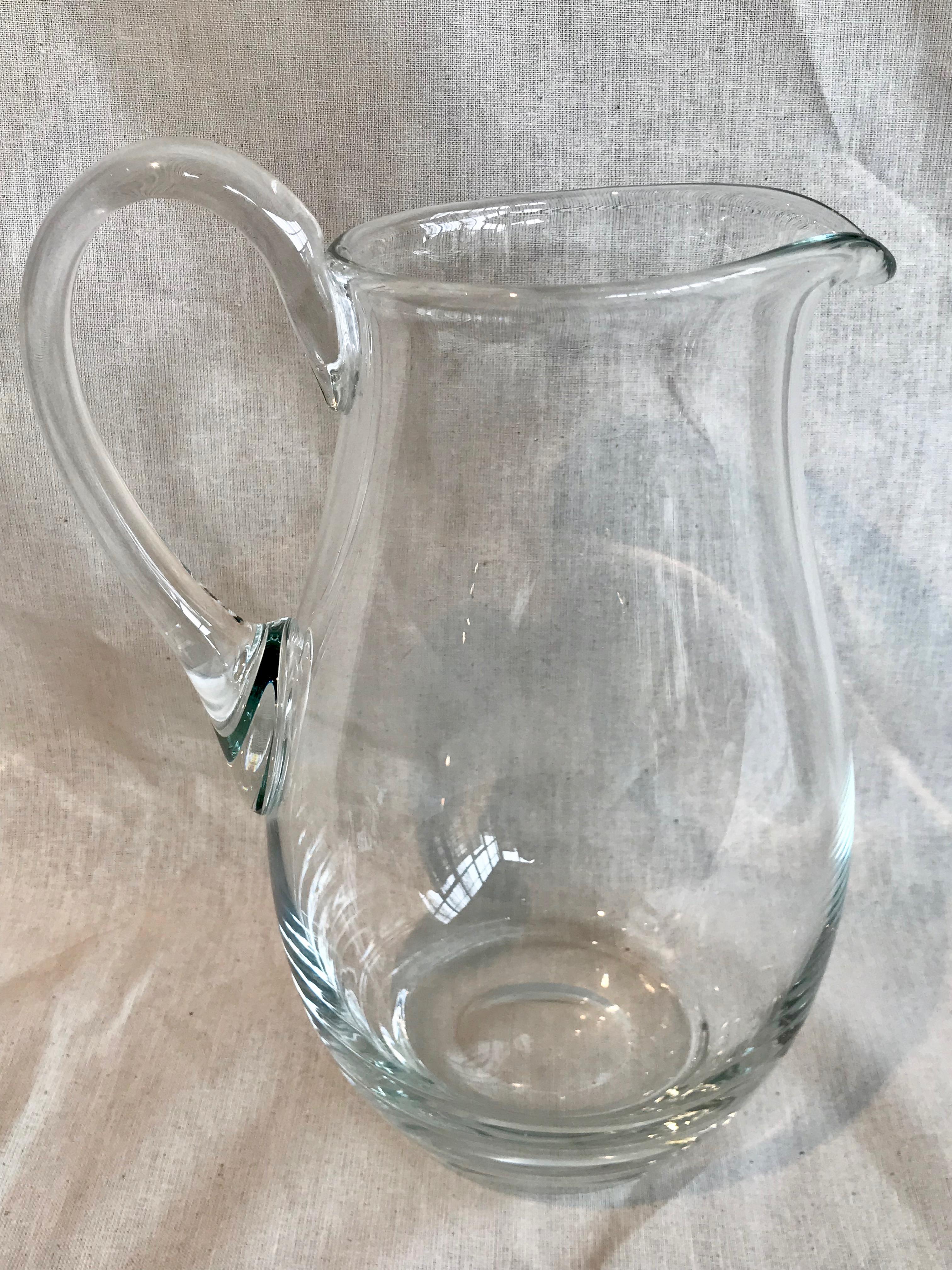 Vintage Clear Italian Blown Glass Pitcher (Italienisch) im Angebot