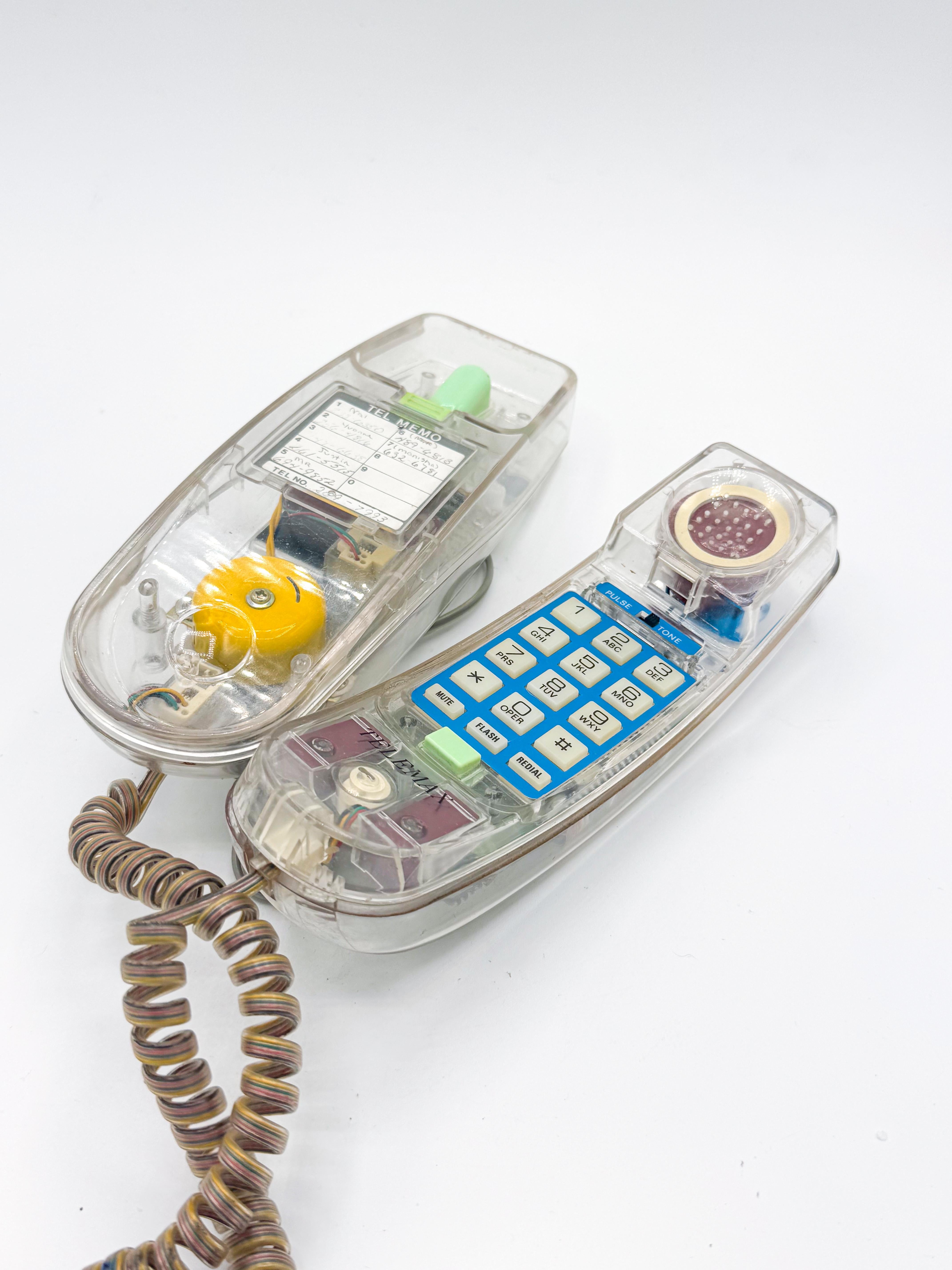 20th Century Vintage Clear Landline Phone with Visible Circuits – 90s Transparent Lucite