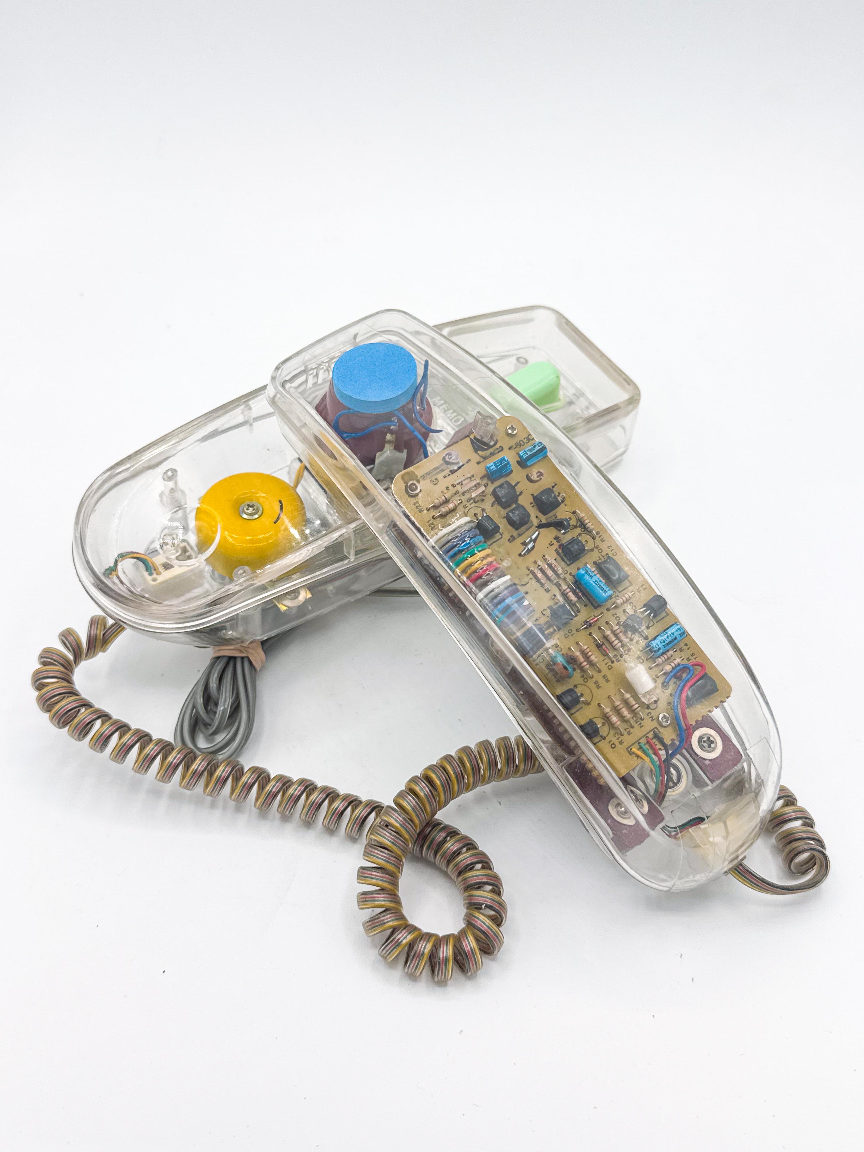 Acrylic Vintage Clear Landline Phone with Visible Circuits – 90s Transparent Lucite