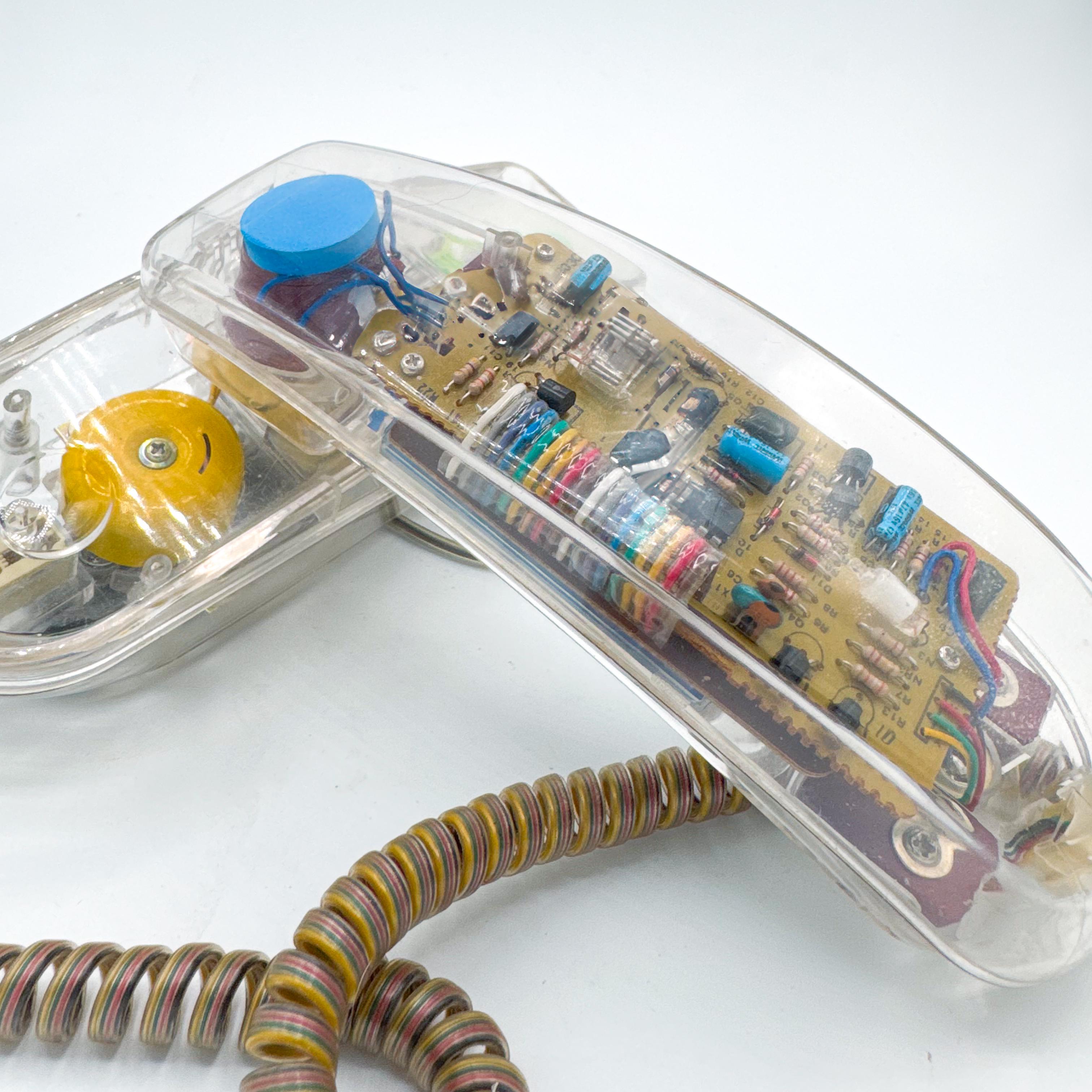 Vintage Clear Landline Phone with Visible Circuits – 90s Transparent Lucite 1