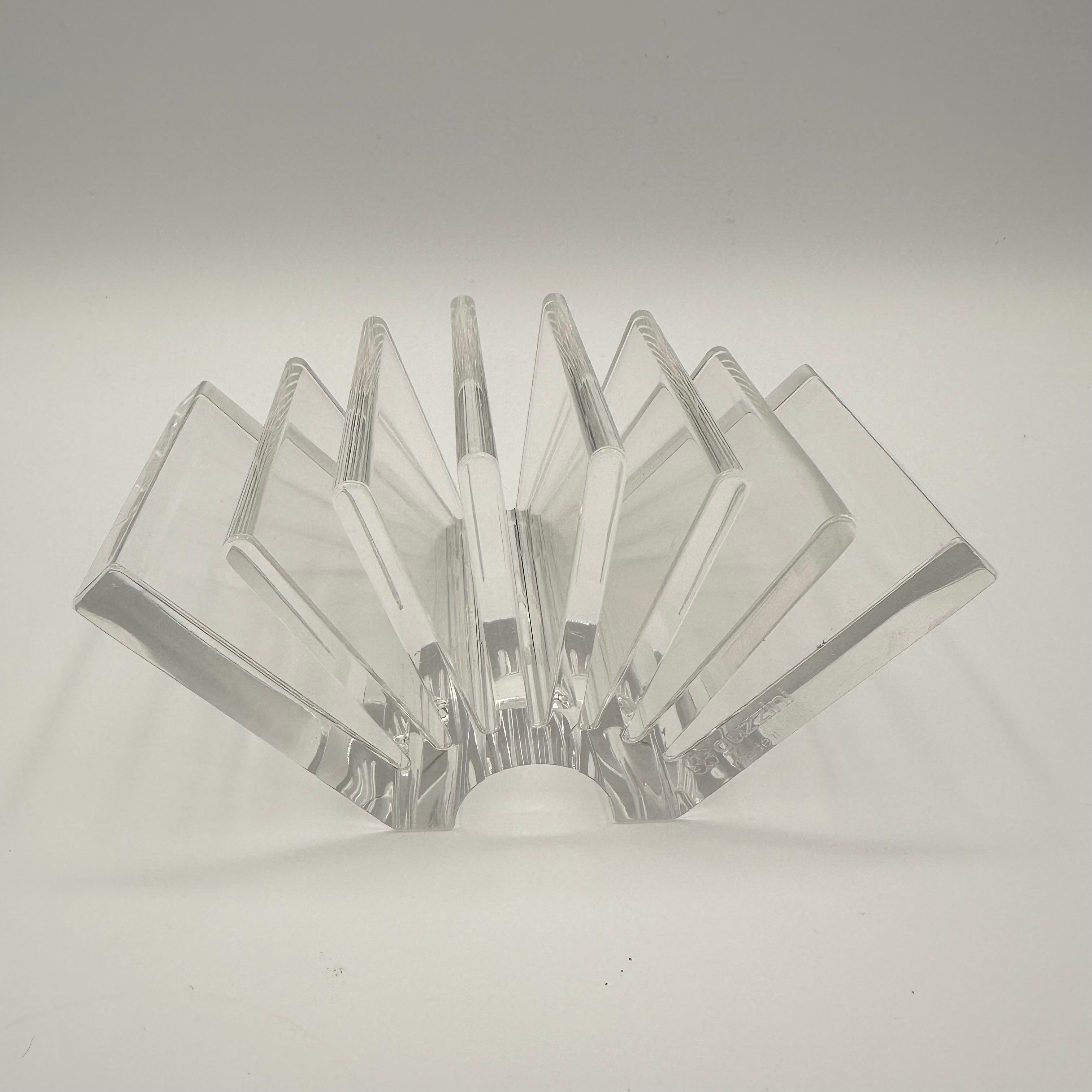 Post-Modern Vintage Clear Lucite Fan Shaped Card Holder by Guzzini 1980s Made in Italy For Sale