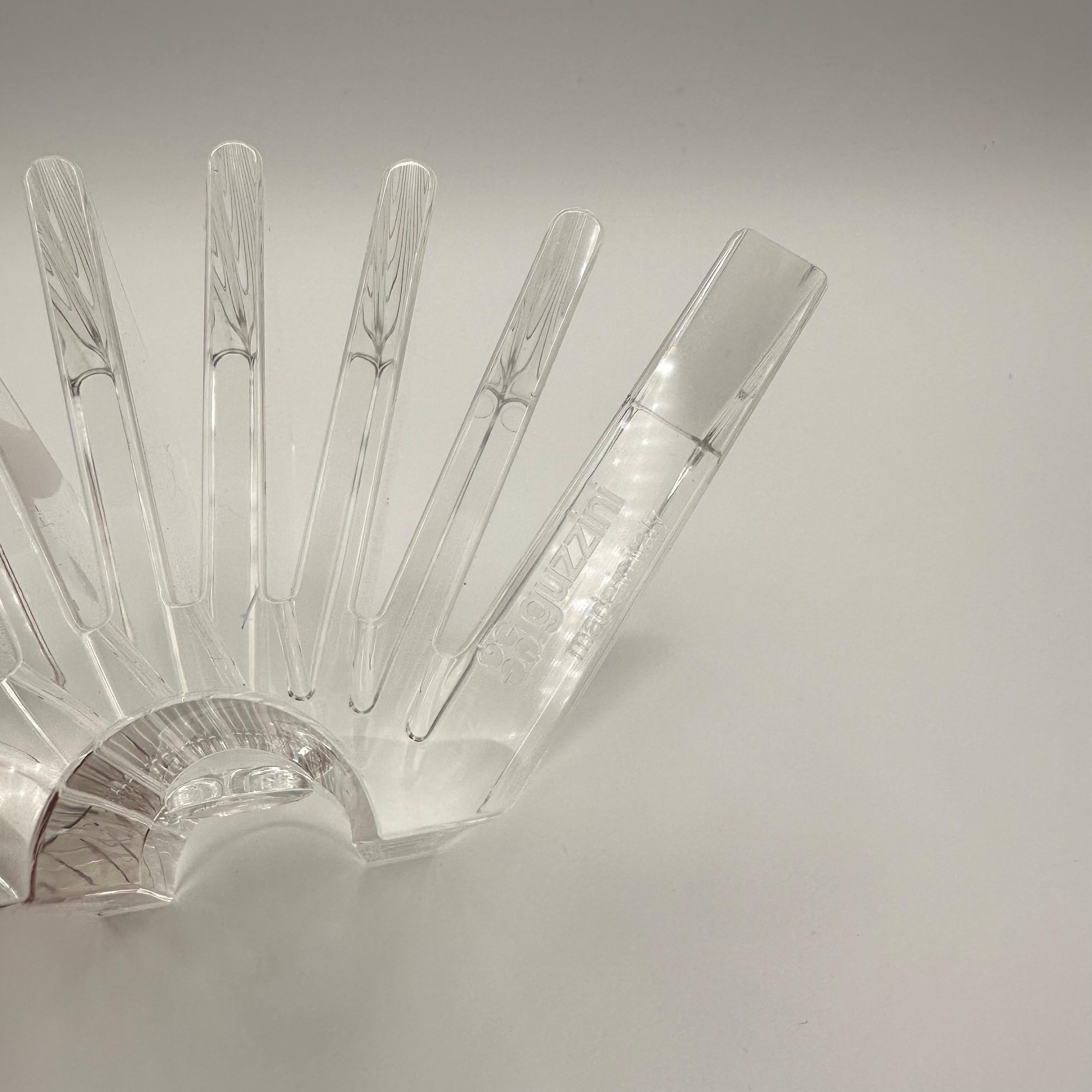 Italian Vintage Clear Lucite Fan Shaped Card Holder by Guzzini 1980s Made in Italy For Sale