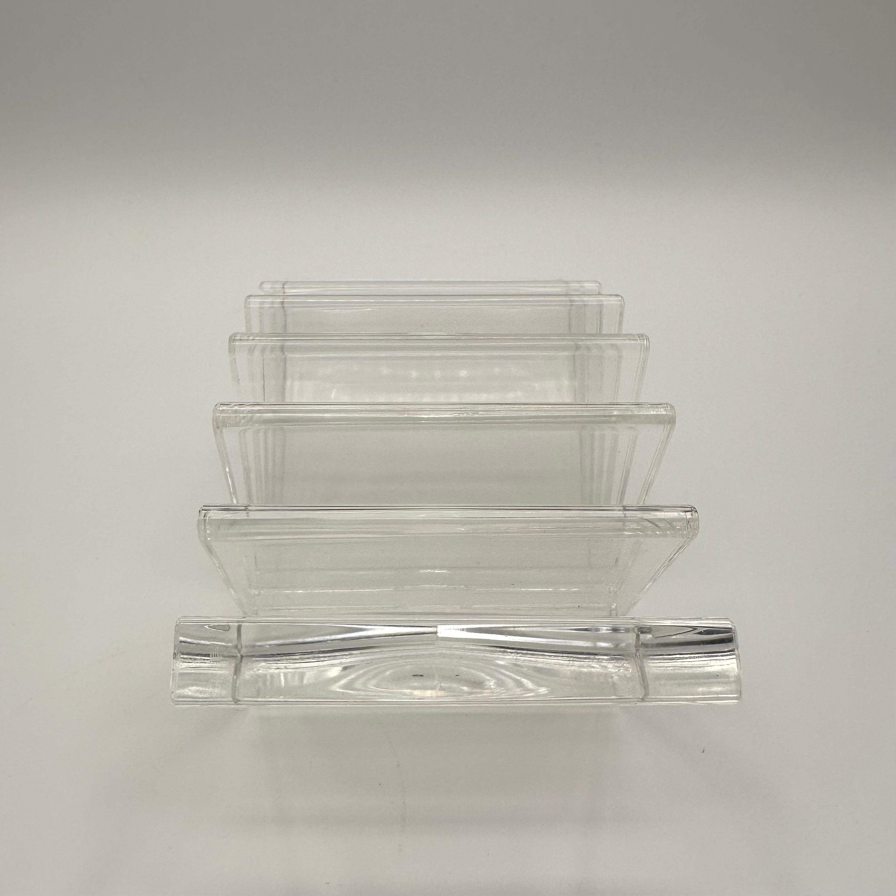 Late 20th Century Vintage Clear Lucite Fan Shaped Card Holder by Guzzini 1980s Made in Italy For Sale