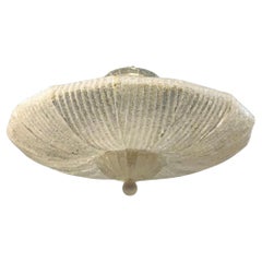 Vintage Clear Murano Glass Flush Mount in Style Barovier e Toso. Italy, 1960's.