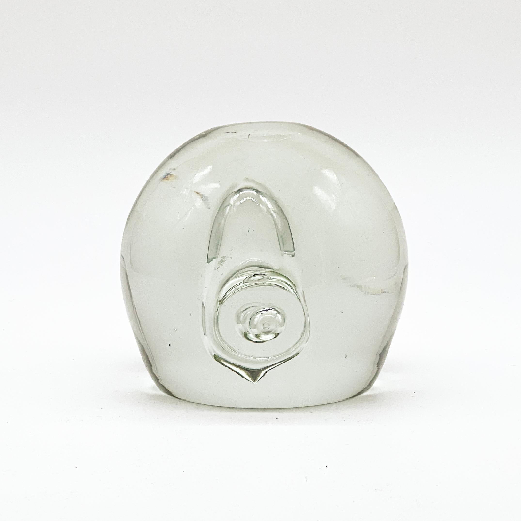 Vintage Clear Murano Glass Paperweight with Included Bubble, Desk Decorative For Sale 3