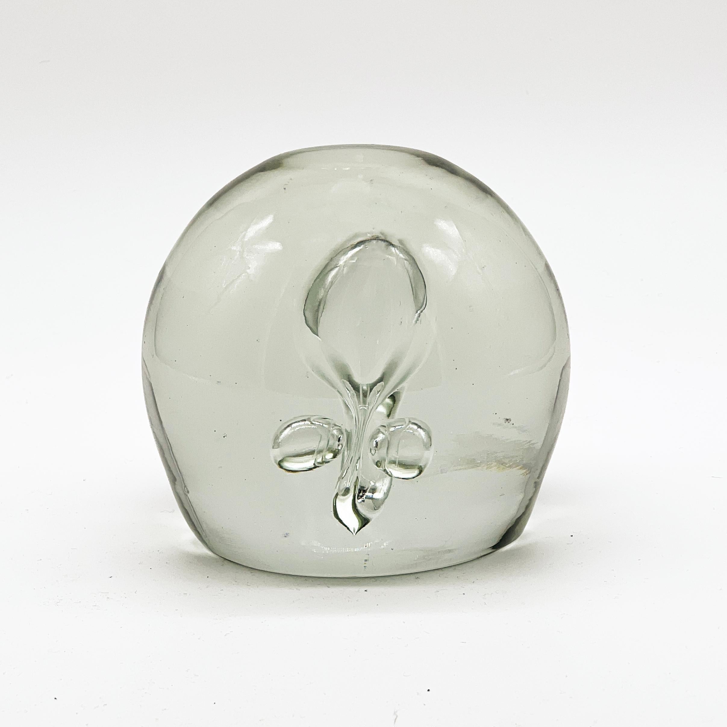 Vintage Clear Murano Glass Paperweight with Included Bubble, Desk Decorative For Sale 4