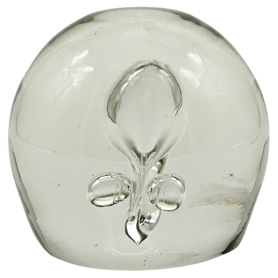 Presse-papiers de bureau décoratifs vintage en verre de Murano transparent avec bulles incluses