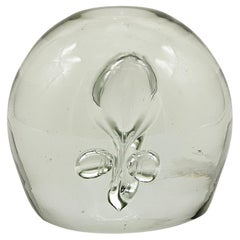 Fermacarte vintage in vetro di Murano trasparente con bolla inclusa, decorativo da scrivania