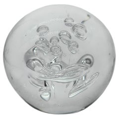 Vintage clear Murano Glass Sculpture/Paperweight, glass Ball Bullicante