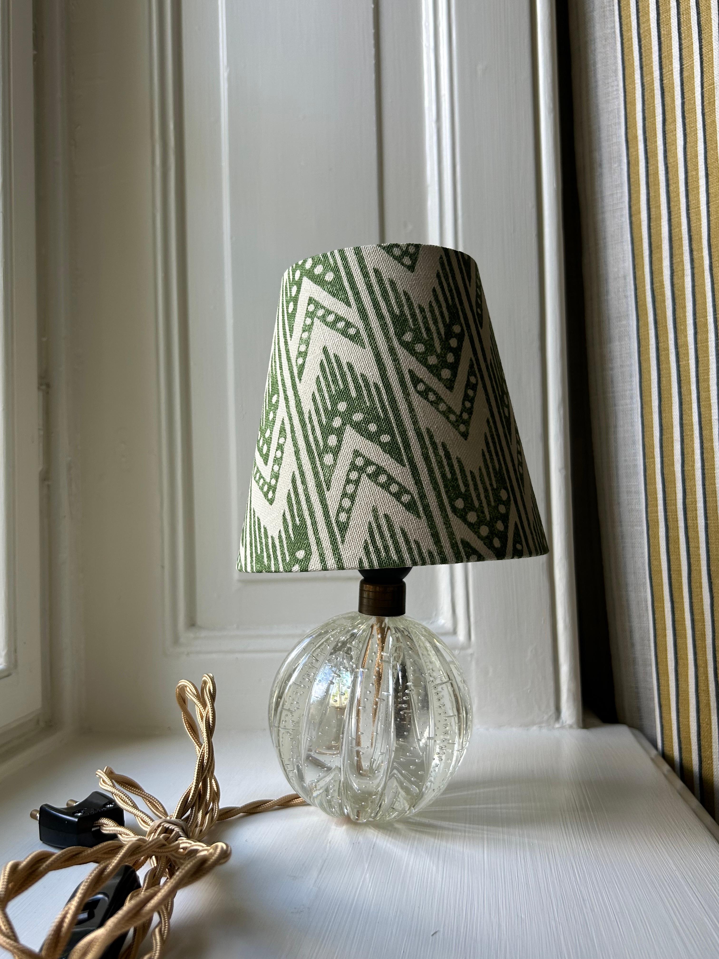 Vintage Clear Murano Table Lamp with Customized Green Shade, Italy, 1950s In Good Condition For Sale In Copenhagen K, DK
