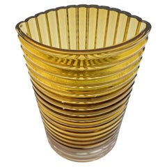 Vintage Clear Over Amber Lindshammar Vase of Elliptical Form