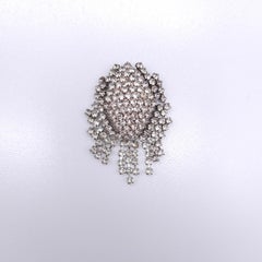 Vintage Clear Rhinestone Brooch with Cascading Crystal Dangles in Silver, Deco